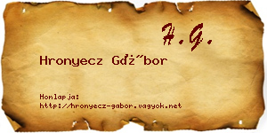 Hronyecz Gábor névjegykártya